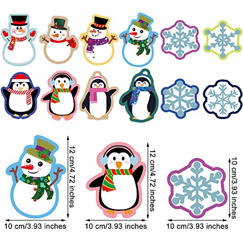 60 Pieces Christmas Cut-Outs Winter Colorful Mix Cut-Outs Penguins Snowflakes Snowman Cutouts with 120 Pieces Adhesive Dots for Bulletin Board Classroom School Birthday Theme Party Holiday Decor