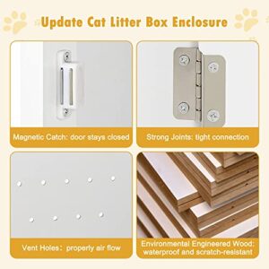 Cat Litter Box Enclosure Hidden Kitty Litter Box Furniture Indoor Cat Box Cabinet Cat House & Side Table Nightstand Cat Washroom