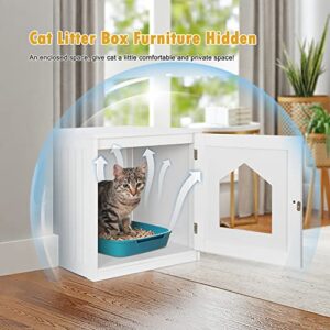 Cat Litter Box Enclosure Hidden Kitty Litter Box Furniture Indoor Cat Box Cabinet Cat House & Side Table Nightstand Cat Washroom