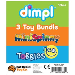 Fat Brain Toys Tobbles, Mini Spinny, Dimpl Bundle - 9-Piece Stacking Toys, Spinning Toy, Popper Toy Combo, Baby Toys Activity Set