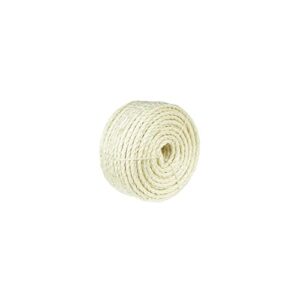 treasborn natural sisal white rope for cat scratcher scratching post replacement 1/4 inch cat tree sisal rope for repairing, recovering or diy cat scratcher 50/100 / 164 feet