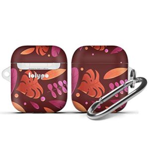 lolypo airpods compatible case - portable & protective storage cover for wireless earphone with metal carabiner & cleaning brush - supports wireless charging - colorful, unique design (autumn)