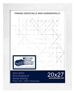 picture frame factory outlet | 20x27 picture frame | 1.25” white moulding | plexi glass and hanging hardware included