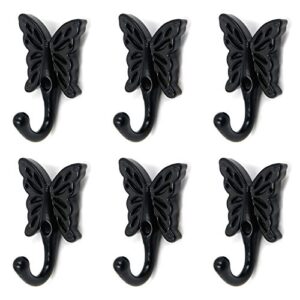 geesatis 6 pcs vintage wall mounting hanger hooks butterfly style hat hook coat hook for hanging towels clothes scarves keys, with mounting screws, black