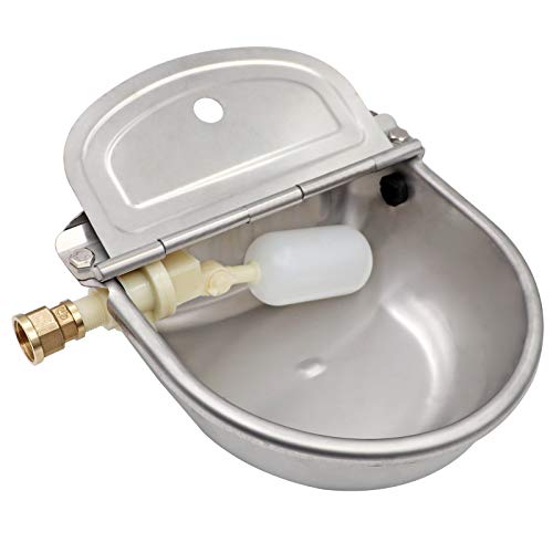 MUDUOBAN Stainless Steel Float Valve Water Bowl with Connector for Cattle Horse Automatic Hog Goat Pet Waterer with Plug