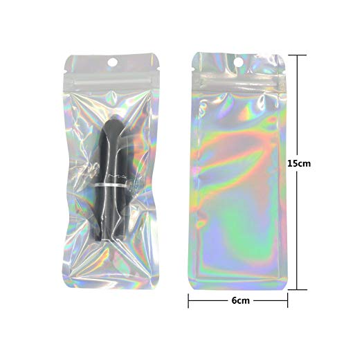 100Pcs Aluminum Foil Bags Matte Translucent Clear Front Plastic Ziplock Bags with Hang Hole Tear Notch Zipper Pouch Food Saver Bag Short Term Food Storage Packaging 2.3x9in (6x23cm)