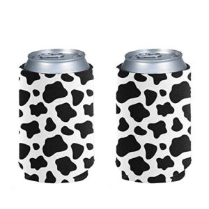 seanative lover cow skin can cooler beer cooler sleeve 2 pack sets of party can coozie, insulated beer can holder for cold drinks, 16oz can bottle size s