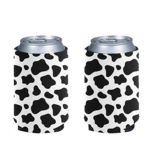 SEANATIVE Lover Cow Skin Can Cooler Beer Cooler Sleeve 2 Pack Sets of Party Can Coozie, Insulated Beer Can Holder for Cold Drinks, 16oz Can Bottle Size S