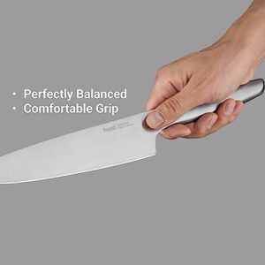 HAST Chef Knife-8 Inch-Professional Kitchen Knife-Ultra Sharp-Powder Steel-High Performance-Lightweight-Sleek Design-Ergonomic Handle-Minimalist Kitchen Decor (Matte Stainless)