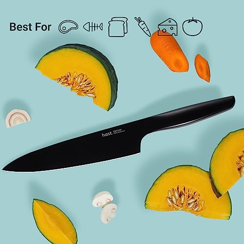 HAST Chef Knife-8 Inch-Professional Kitchen Knife-Ultra Sharp-Powder Steel-High Performance-Lightweight-Sleek Design-Ergonomic Handle-Minimalist Kitchen Decor (Matte Stainless)