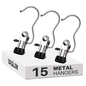 VASLIM 15 Pack Boot Hanger for Closet, Laundry Hooks with Clips, Boot Holder, Hanging Clips, Portable Multifunctional Hangers Single Clip Space Saving for Jeans, Hats, Tall Boots