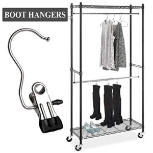 VASLIM 15 Pack Boot Hanger for Closet, Laundry Hooks with Clips, Boot Holder, Hanging Clips, Portable Multifunctional Hangers Single Clip Space Saving for Jeans, Hats, Tall Boots