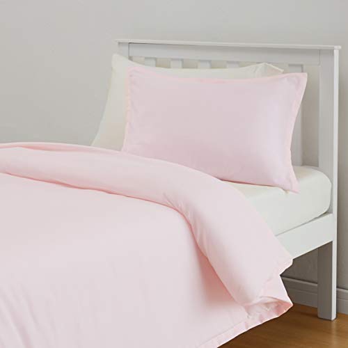 Amazon Basics Soft, Easy Wash, Lightweight Microfiber Kids Duvet Cover Set (Duvet Insert Sold Separately) - Twin/TwinXL, Peony Pink