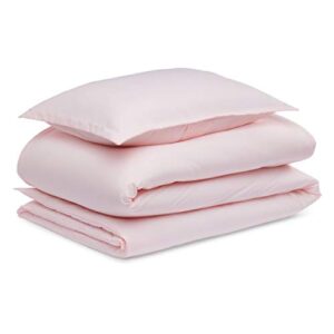 Amazon Basics Soft, Easy Wash, Lightweight Microfiber Kids Duvet Cover Set (Duvet Insert Sold Separately) - Twin/TwinXL, Peony Pink