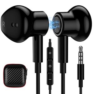 titacute 3.5mm earbuds noise canceling headphones with microphone magnetic in-ear wired 3.5mm jack earphone for moto g power pure google pixel 4a 3a 5a samsung s10 s10e s9 a03s a52 a14 a12 a13 black