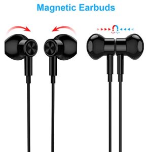 TITACUTE 3.5mm Earbuds Noise Canceling Headphones with Microphone Magnetic in-Ear Wired 3.5mm Jack Earphone for Moto G Power Pure Google Pixel 4a 3a 5a Samsung S10 S10e S9 A03s A52 A14 A12 A13 Black