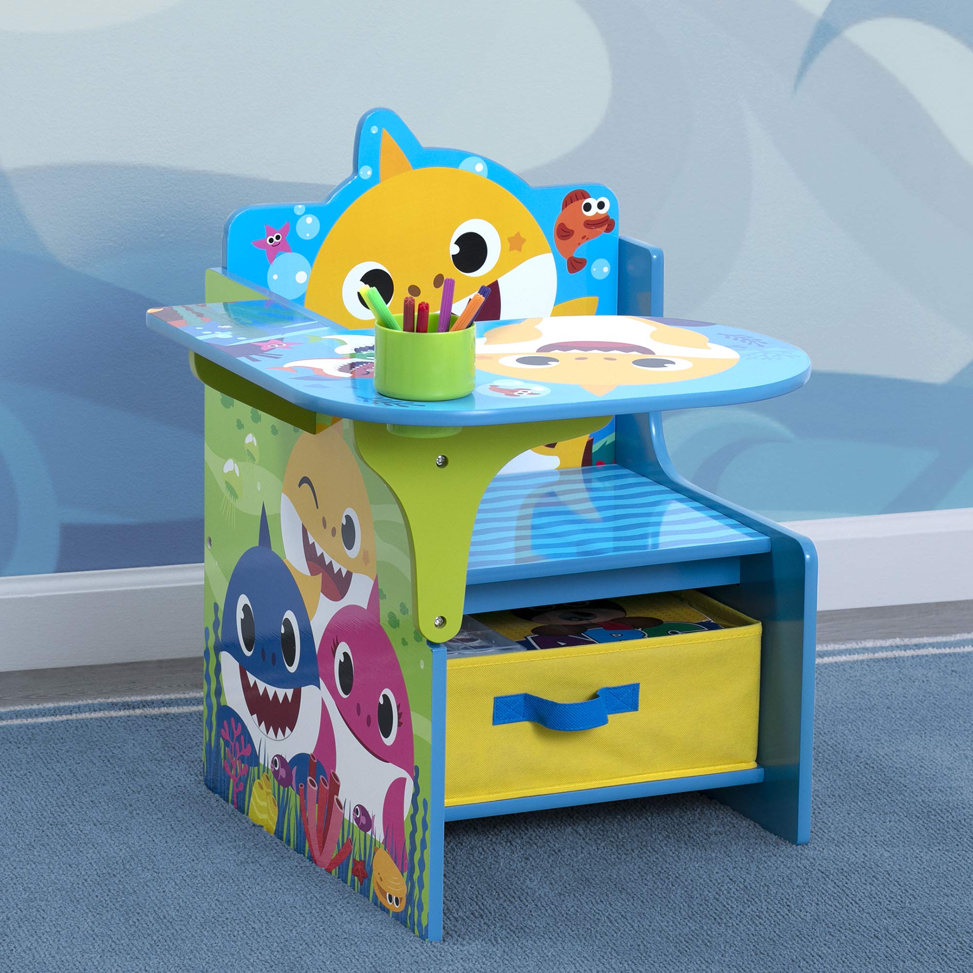 Baby Shark Chair Desk with Storage Bin - Ideal for Arts & Crafts, Snack Time, Homeschooling, Homework & More by Delta Children