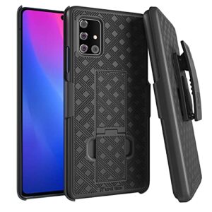 holster case with belt clip for samsung galaxy a71 5g sm-a716u [not for verizon 5g uw / a71 4g] - slim heavy duty combo - phone cover with kickstand compatible with galaxy a71 5g - black