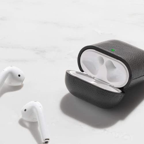 Courant Premium Leather AirPods Case Cover, Compatible with Apple AirPods 1 & 2, Visible Front LED Light, Anti-Scratch, Shock Resistant, Supports Wireless Charging