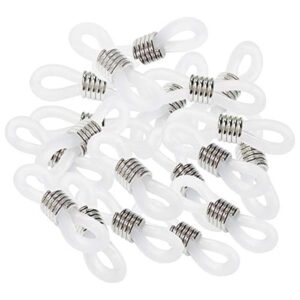 ttsam 40 pieces eyeglass chain ends adjustable rubber spectacle end connectors for eye glasses holder necklace chain (white and silver)