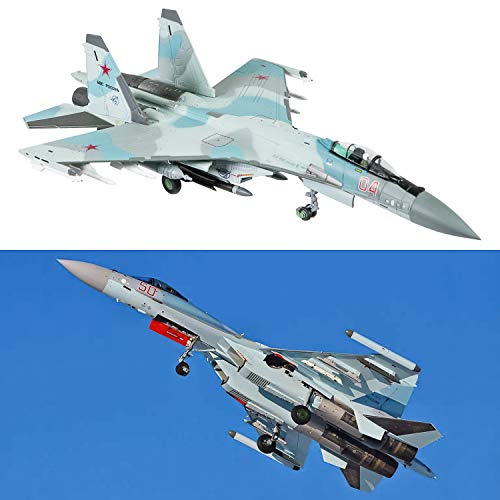 HANGHANG 1/100 Scale SU-35 Attack Plane Metal Fighter Military Model Fairchild Republic Diecast Plane Model for Gifts Blue