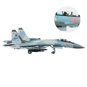 HANGHANG 1/100 Scale SU-35 Attack Plane Metal Fighter Military Model Fairchild Republic Diecast Plane Model for Gifts Blue