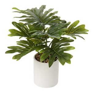 briful artificial monstera plant 13" small fake plant in ceramic pot potted faux plant indoor for home bathroom living room table office shelf desk decorations
