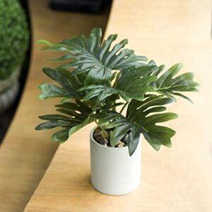 Briful Artificial Monstera Plant 13" Small Fake Plant in Ceramic Pot Potted Faux Plant Indoor for Home Bathroom Living Room Table Office Shelf Desk Decorations