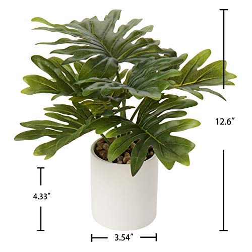 Briful Artificial Monstera Plant 13" Small Fake Plant in Ceramic Pot Potted Faux Plant Indoor for Home Bathroom Living Room Table Office Shelf Desk Decorations