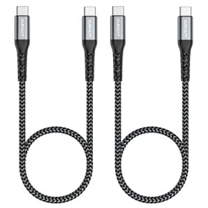 sunguy usb c to usb c 1.5ft [2pack], 60w usb c cable pd fast charge usb 2.0 type c charger cord compatible for samsung galaxy s21/s21+/s20+ ultra, macbook air/pro, ipad pro 2020/2018, ipad air 2020