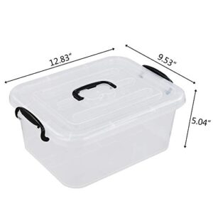 Readsky 8 Quart Lidded Storage Bins Plastic Storage Containers, Clear and Black, 2 Packs