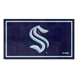 fanmats 30114 nhl seattle kraken 3ft. x 5ft. plush area rug | sports fan area rug, home decor rug and tailgating mat