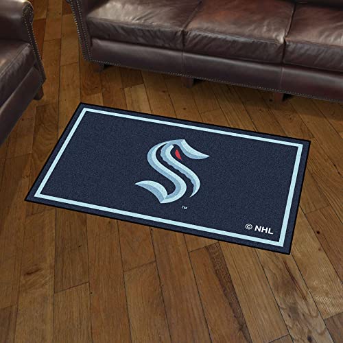 FANMATS 30114 NHL Seattle Kraken 3ft. x 5ft. Plush Area Rug | Sports Fan Area Rug, Home Decor Rug and Tailgating Mat