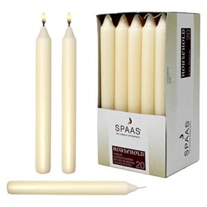 7 inch ivory taper candles 6 hour burning candle decorate your dinner wedding table dripless and smokeless candle unscented fits most candlesticks -20 pack household candles