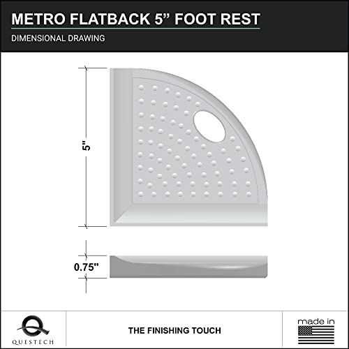 Questech Décor 8 Inch Corner Shower Shelf and 5 Inch Shower Caddy Foot Rest, Metro Flatback Wall Mounted Bathroom Shower Organizer, Gray Polished