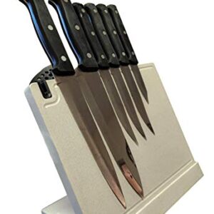 KnifeMaster Magnetic Knife Block | Multifunctional Knife Stand with Knife Sharpener | Detachable Cutting Board | Utensil Holder | Durable and Sturdy Magnetic Knife Holder