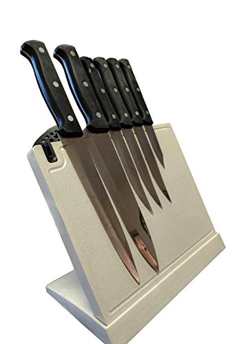 KnifeMaster Magnetic Knife Block | Multifunctional Knife Stand with Knife Sharpener | Detachable Cutting Board | Utensil Holder | Durable and Sturdy Magnetic Knife Holder