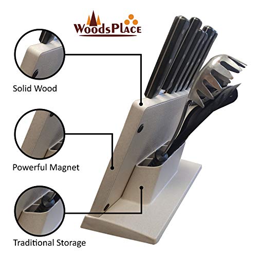 KnifeMaster Magnetic Knife Block | Multifunctional Knife Stand with Knife Sharpener | Detachable Cutting Board | Utensil Holder | Durable and Sturdy Magnetic Knife Holder