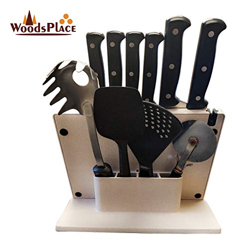 KnifeMaster Magnetic Knife Block | Multifunctional Knife Stand with Knife Sharpener | Detachable Cutting Board | Utensil Holder | Durable and Sturdy Magnetic Knife Holder