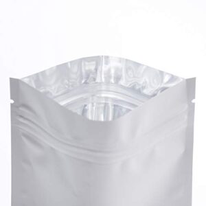 QQ Studio 100pcs Double-Sided Matte Foil Flat Packaging Zipper Seal Bags (3" x 4", Matte White)