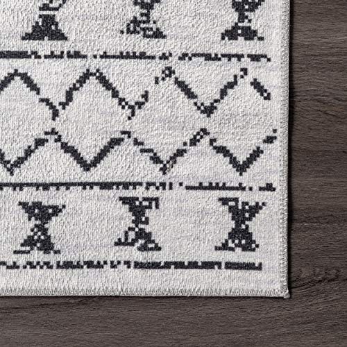 nuLOOM Noa Machine Washable Tribal Moroccan Area Rug, 4x6, White