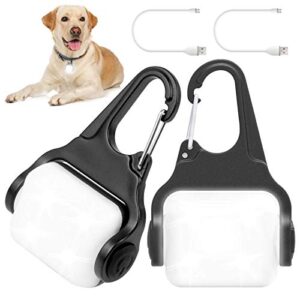 dog lights for night walking, clip on usb rechargeable dog collar light, 3 light modes dog light, ip65 waterproof dog light, led safety for running, camping, climbing, bike, 2 pack
