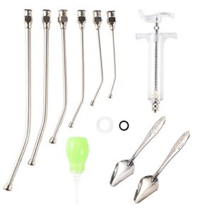 adhere to fly baby manual feeding syringe set feeding tubes with 6 pcs curved gavage tubes and stainless steel metal feeding spoon for baby birds parrot small pet (20ml)