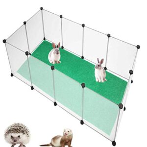 pinvnby small pet playpen portable resin fence cage with carpet mat for puppy kitten bunny guinea pig hamster hedgehog (12 panels)