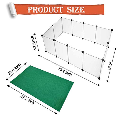 PINVNBY Small Pet Playpen Portable Resin Fence Cage with Carpet Mat for Puppy Kitten Bunny Guinea Pig Hamster Hedgehog (12 Panels)