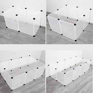 PINVNBY Small Pet Playpen Portable Resin Fence Cage with Carpet Mat for Puppy Kitten Bunny Guinea Pig Hamster Hedgehog (12 Panels)