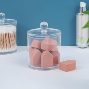 2Pcs Transparent Acrylic Qtip Holder Cotton Swab Organizer Bathroom Canister Storage Organization Makeup Organizer with Lid for Cotton Ball Cotton Swab Cotton Round Pads