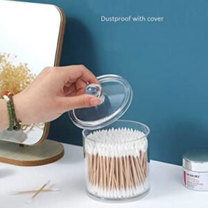 2Pcs Transparent Acrylic Qtip Holder Cotton Swab Organizer Bathroom Canister Storage Organization Makeup Organizer with Lid for Cotton Ball Cotton Swab Cotton Round Pads