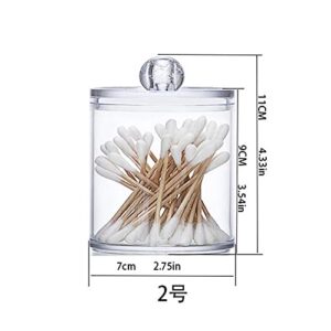 2Pcs Transparent Acrylic Qtip Holder Cotton Swab Organizer Bathroom Canister Storage Organization Makeup Organizer with Lid for Cotton Ball Cotton Swab Cotton Round Pads