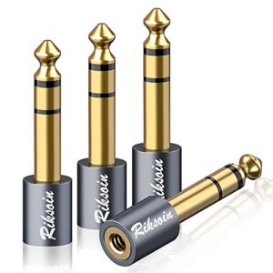 riksoin headphone adapter, 4-pack 6.35mm (1/4 inch) male to 3.5mm (1/8 inch) female stereo audio adapter [gold plated, hi-fi sound] for amp adapter, guitar, digital piano, microphones, speaker